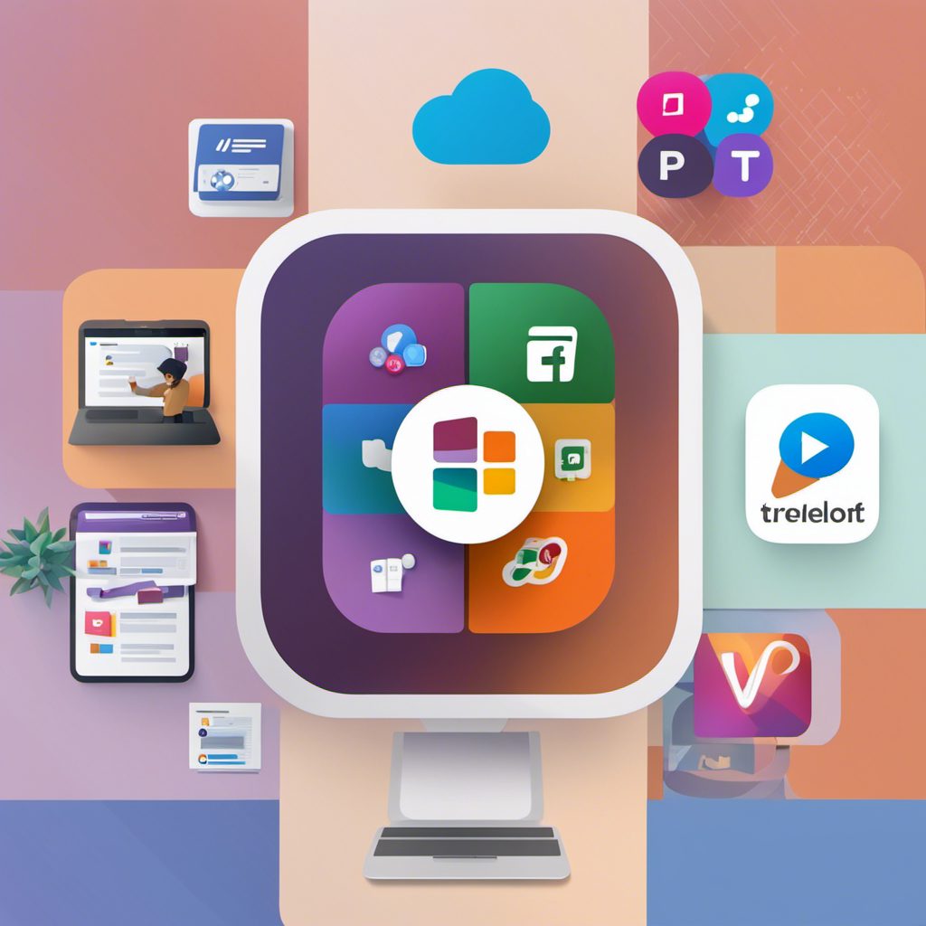An image featuring app icons of Asana, Slack, Trello, and Microsoft Teams, while presenting them as popular productivity tools