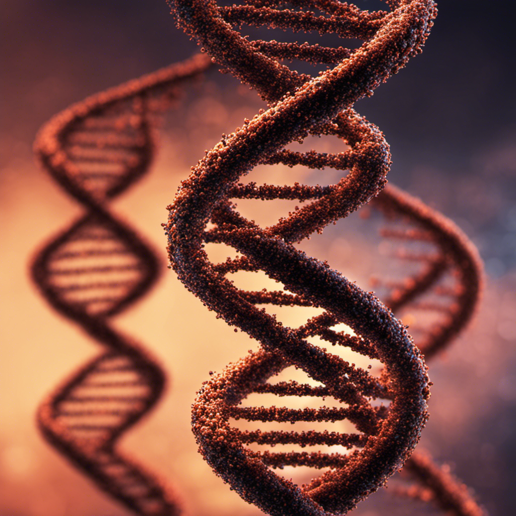 An illustration of a digitized DNA double helix structure with binary code embedded within, indicating the fusion of biotechnology and AI.
