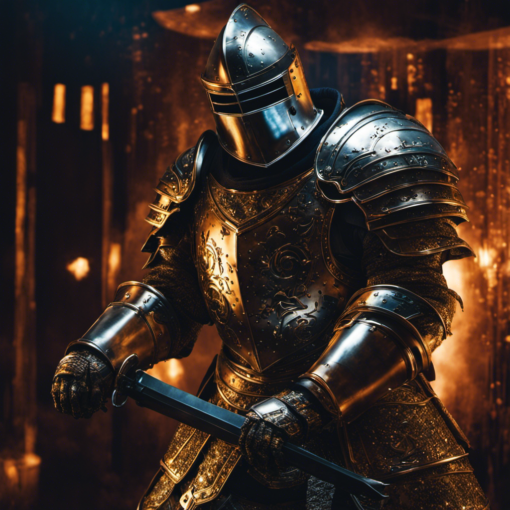 An image of a knight in shining digital armor, symbolizing a security system, regularly polishing and upgrading his weaponry, highlighting the continual reinforcement and updating of security systems.