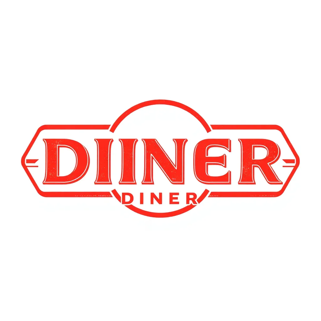 a vintage-style graphic t-shirt with a simple, red logo of a fictional 1950s diner on a white background