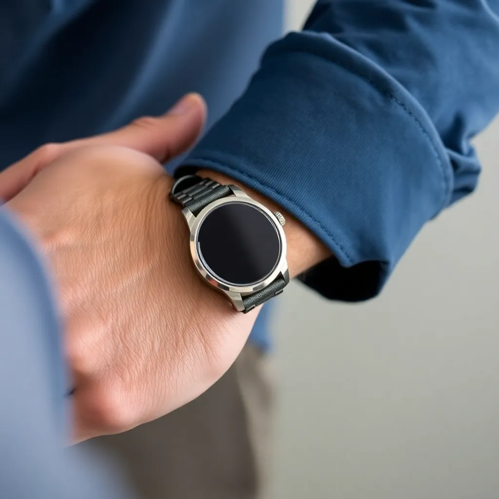 a close-up of a watch band being adjusted to fit a user's wrist, highlighting the importance of size and fit