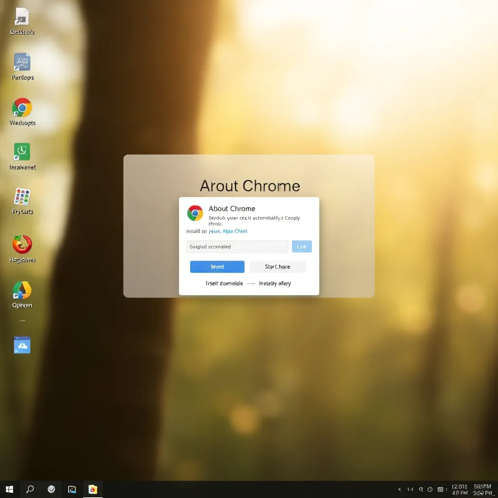 a desktop view of Google Chrome's 'About Chrome' page showing the latest version being downloaded and installed automatically