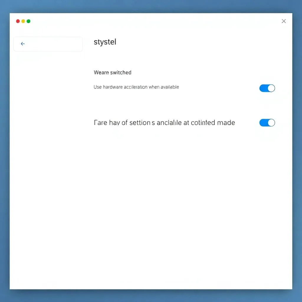 a screenshot of Chrome's system settings with the 'Use hardware acceleration when available' toggle switched off
